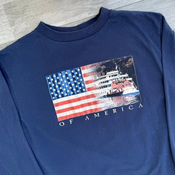 Vintage Tultex USA Graphic Long Sleeve T-Shirt Large Flag 4 th of July Large - Picture 5 of 7